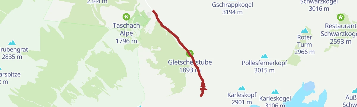 Route map: Kletterpark Pitztaler Gletscher - Erlebnisklettersteig